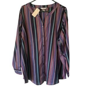 CJ Banks-NWT-Purple Striped Button Down-Size 3X-24/26W